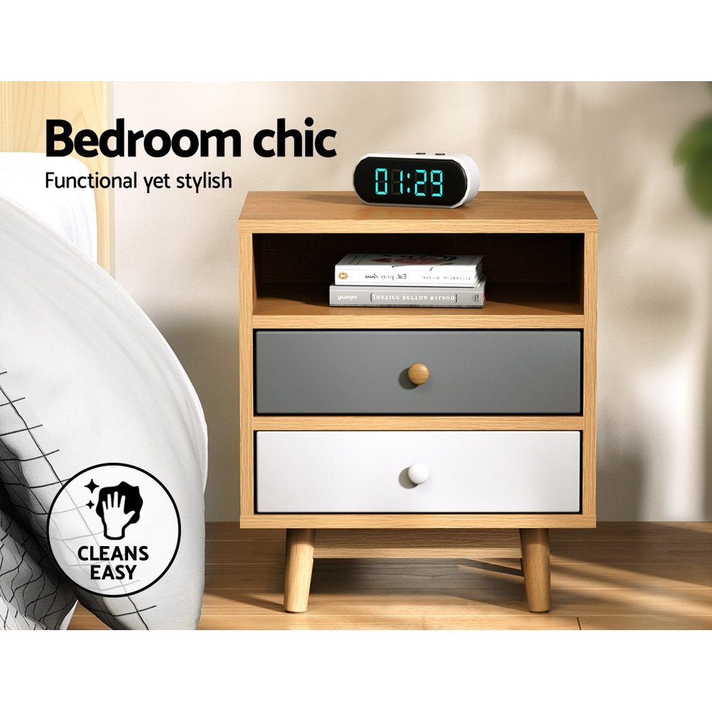 Wooden Bedside Table - Bedzy Australia