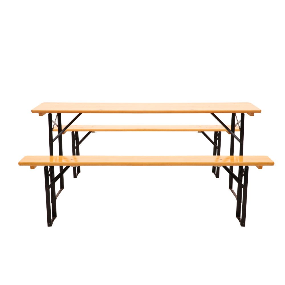 Wooden Outdoor Foldable Bench Set - Natural - Furniture > Outdoor - Bedzy Australia