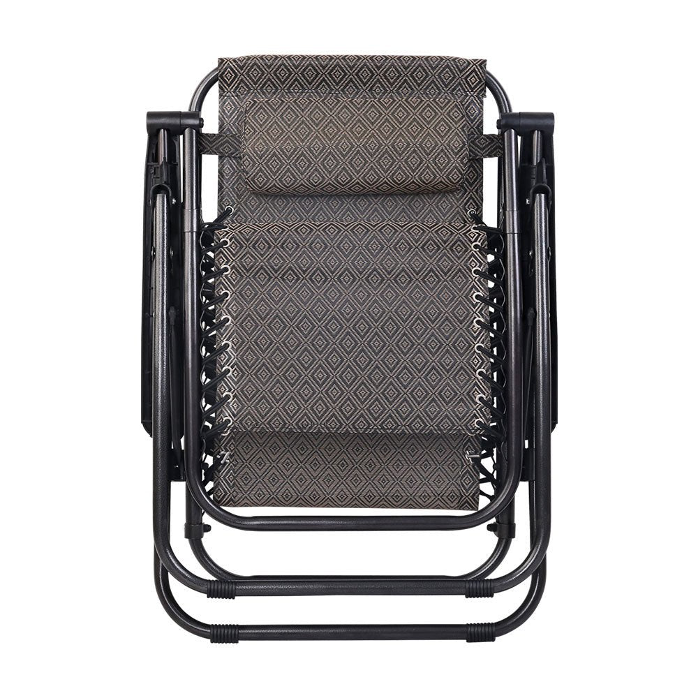 Zero Gravity Chair Folding Outdoor Recliner Adjustable Sun Lounge Camping Beige - Furniture > Outdoor - Bedzy Australia
