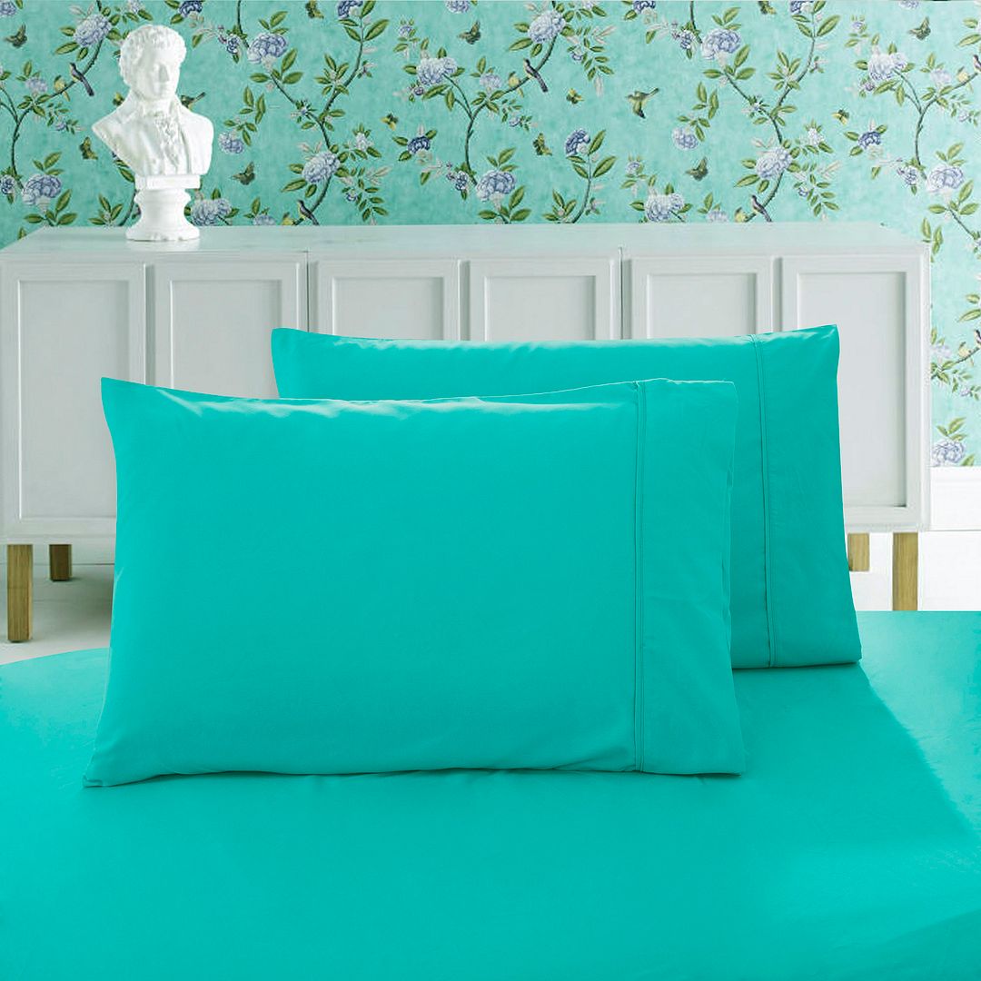 1000TC Premium Ultra Soft King size Pillowcases 2-Pack - Teal - Home & Garden > Bedding - Bedzy Australia