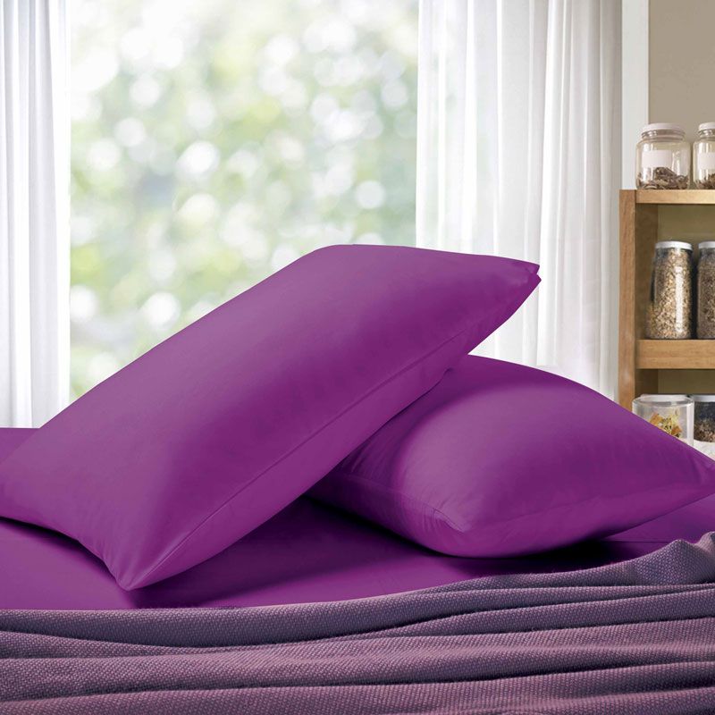 1000TC Premium Ultra Soft Queen size Pillowcases 2-Pack - Purple - Home & Garden > Bedding - Bedzy Australia