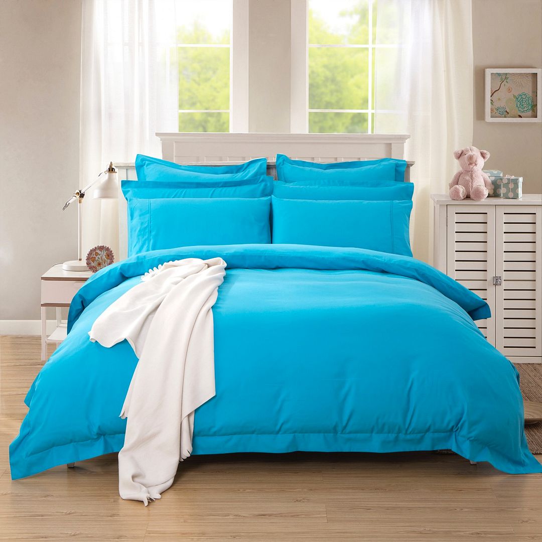 1000TC Tailored Double Size Light Blue Duvet Doona Quilt Cover Set - Home & Garden > Bedding - Bedzy Australia