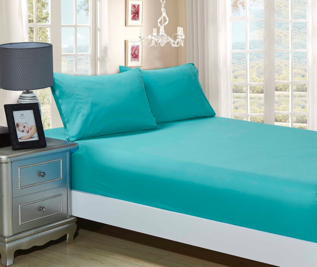 1000TC Ultra Soft Fitted Sheet & Pillowcase Set - King Single Size Bed - Teal - Home & Garden > Bedding - Bedzy Australia
