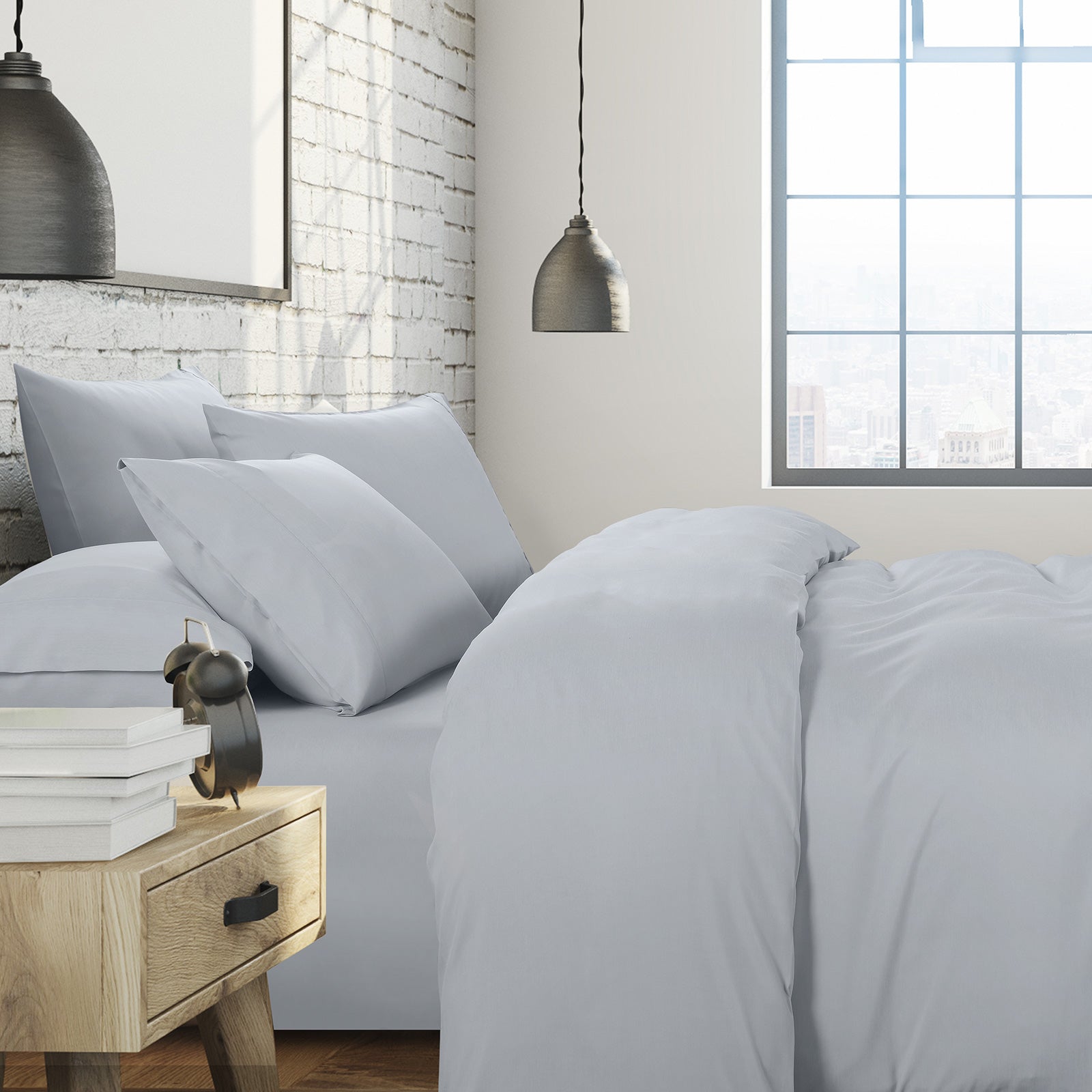 1500 Thread Count 6 Piece Combo And 2 Pack Duck Feather Down Pillows Bedding Set - King - Indigo - Home & Garden > Bedding - Bedzy Australia