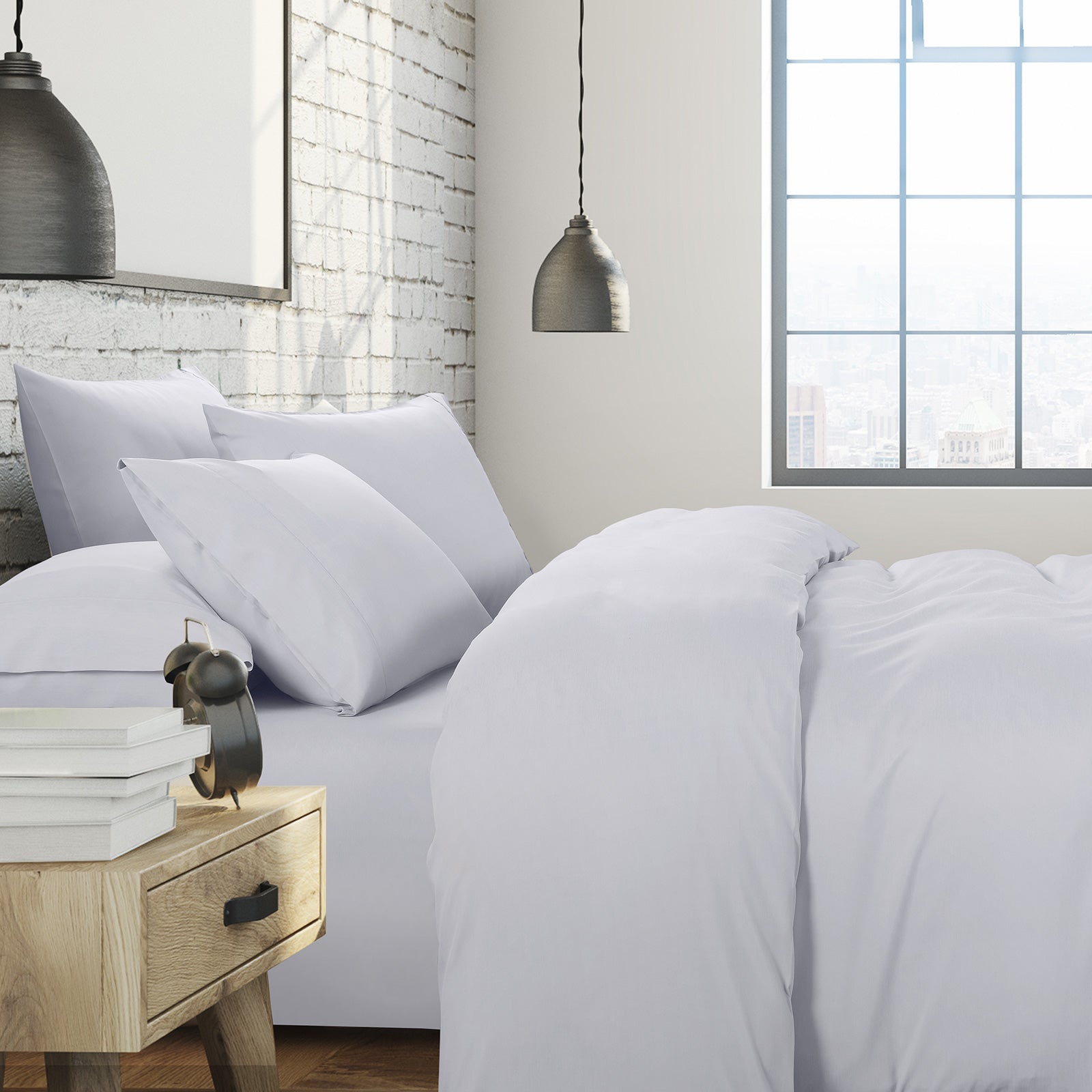 1500 Thread Count 6 Piece Combo And 2 Pack Duck Feather Down Pillows Bedding Set - King - White - Home & Garden > Bedding - Bedzy Australia