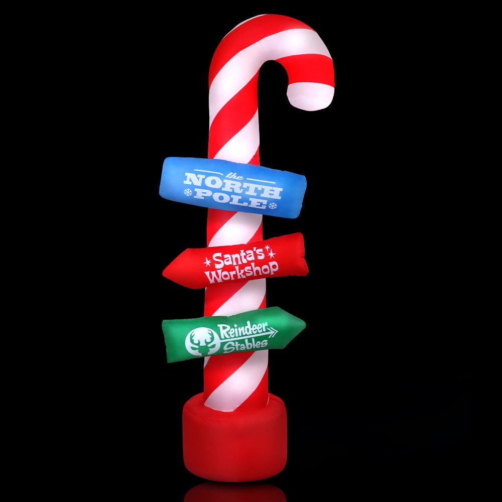 2.4M Christmas Inflatable Santa Guide Candy Pole Xmas Decor LED - Bedzy Australia
