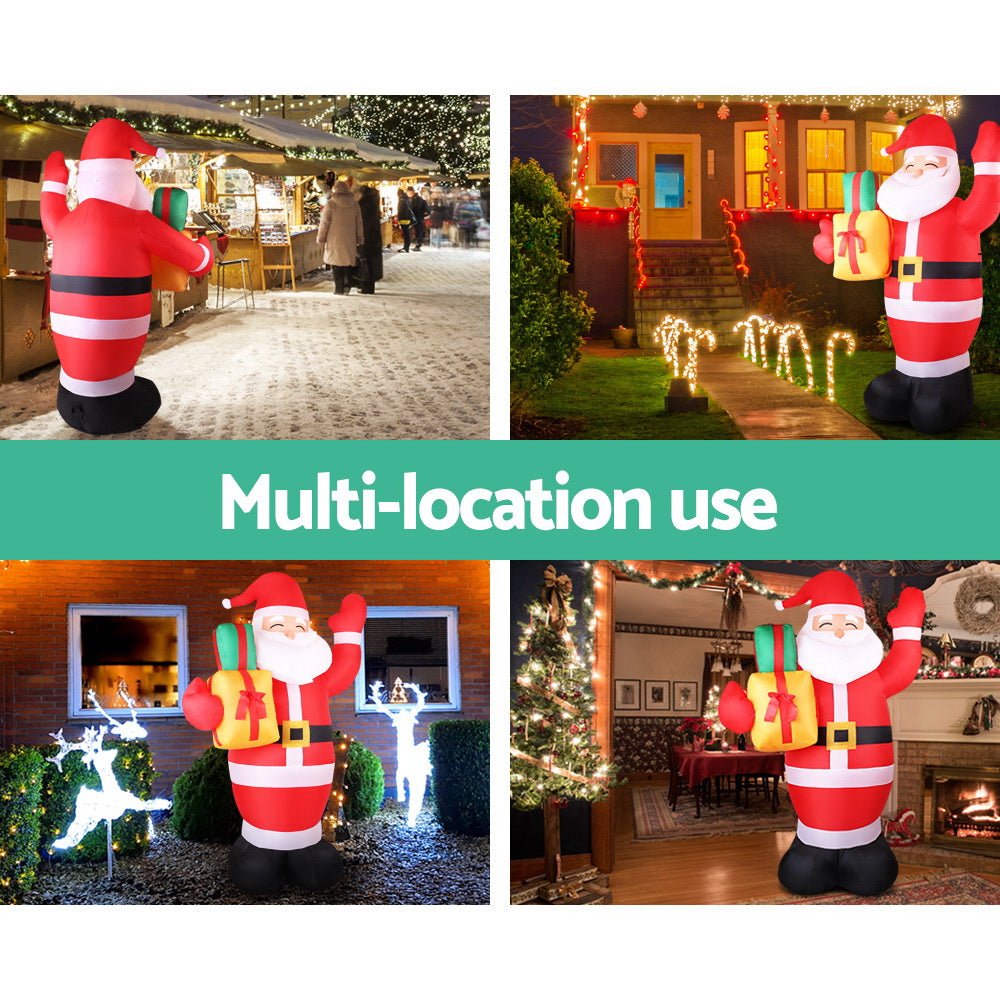 2.4M Christmas Inflatables Santa Xmas Light Decor LED Airpower - Bedzy Australia
