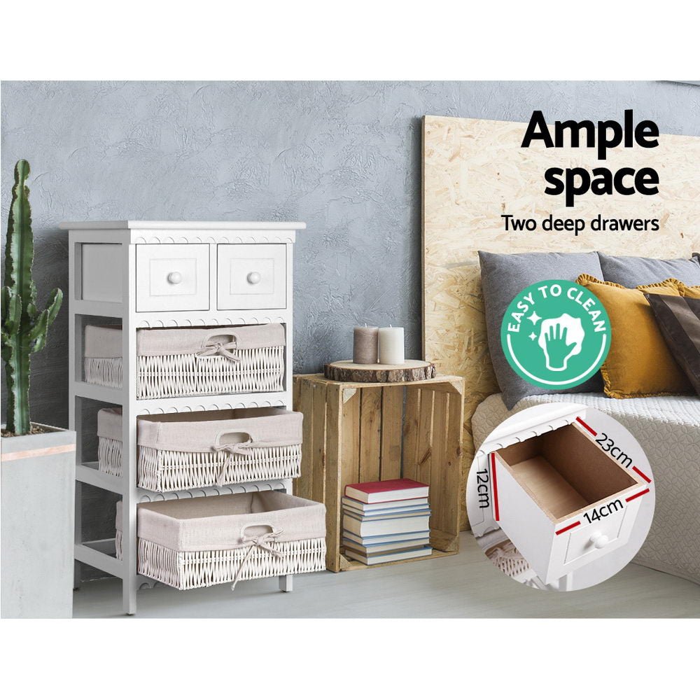 3 Basket Storage Drawers - White - Bedzy Australia