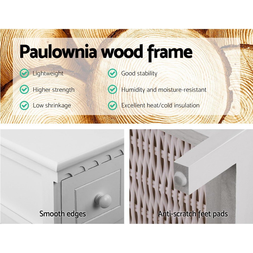 3 Basket Storage Drawers - White - Bedzy Australia