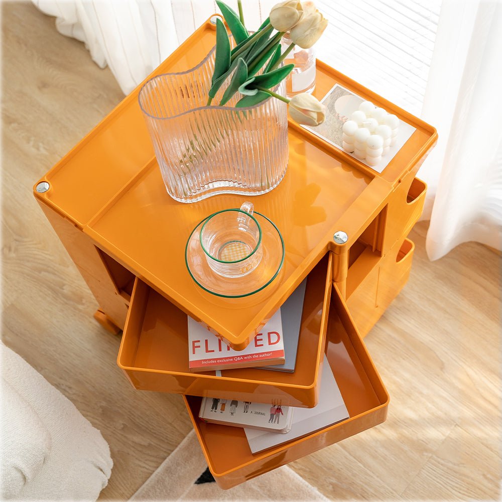 3 Tier Bedside Table Organizer Orange - Bedzy Australia