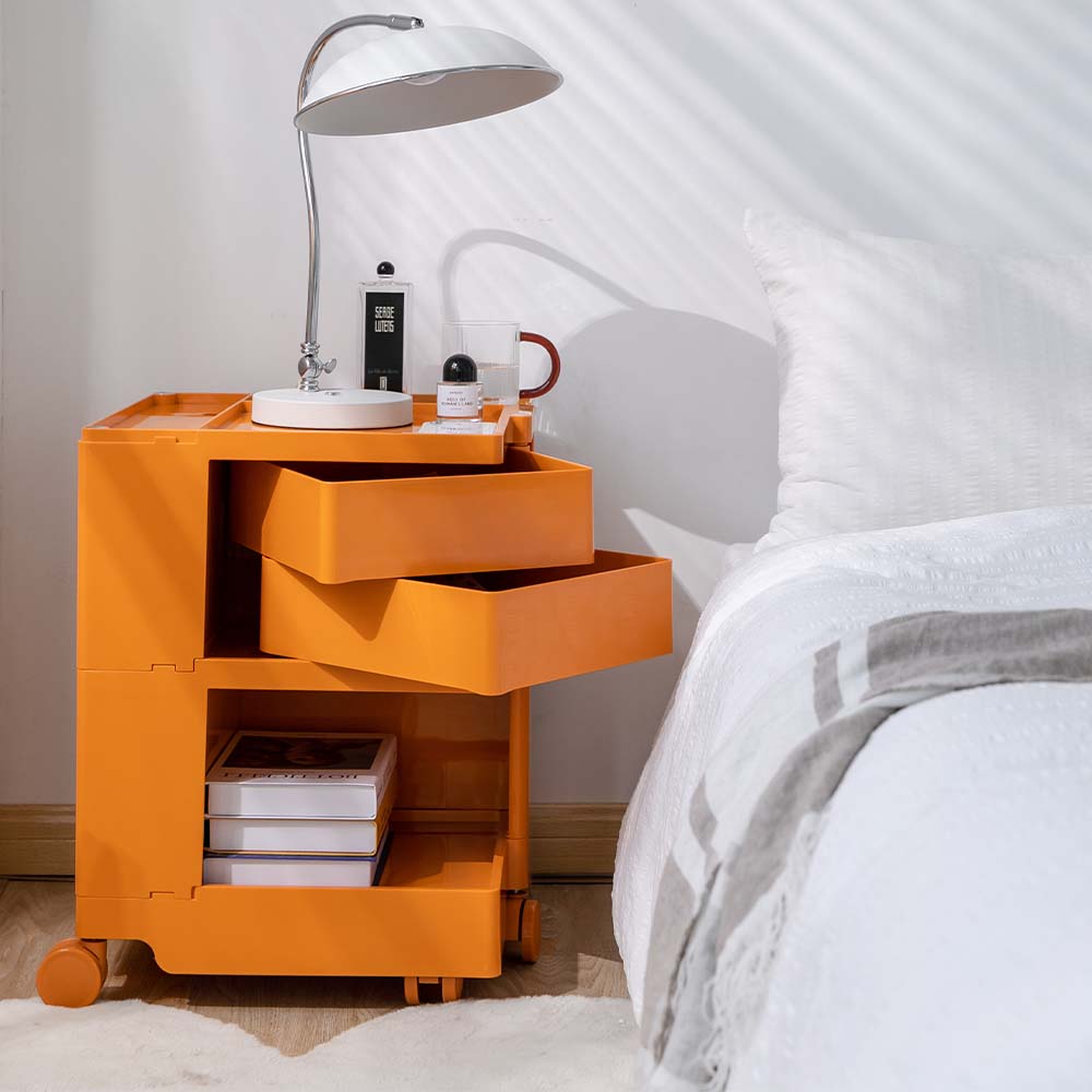 3 Tier Bedside Table Organizer Orange - Bedzy Australia