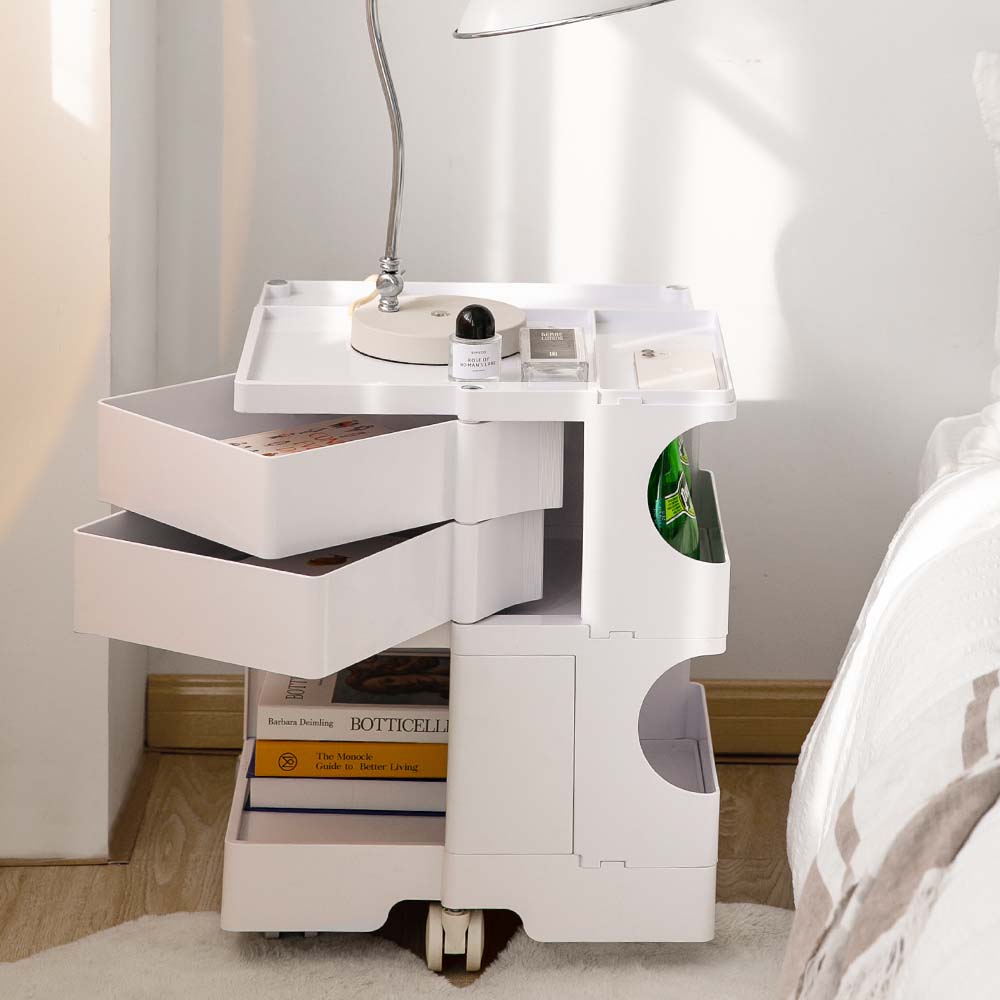 3 Tier Bedside Table Organizer White - Bedzy Australia