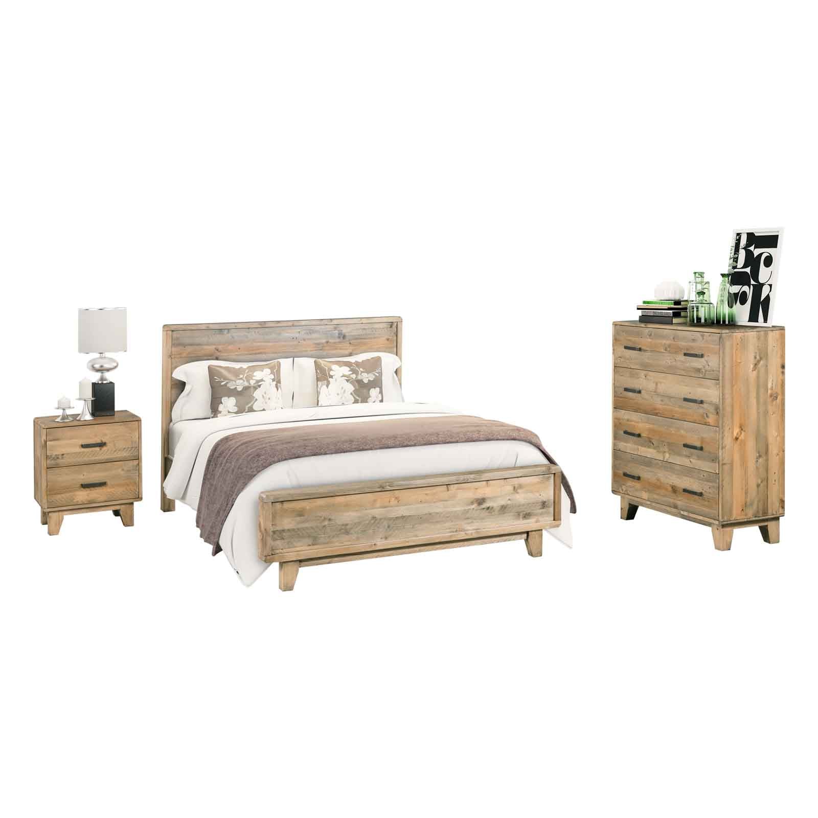 4 Piece Woodland Double Bedroom Suite Light Brown - Furniture > Bedroom - Bedzy Australia