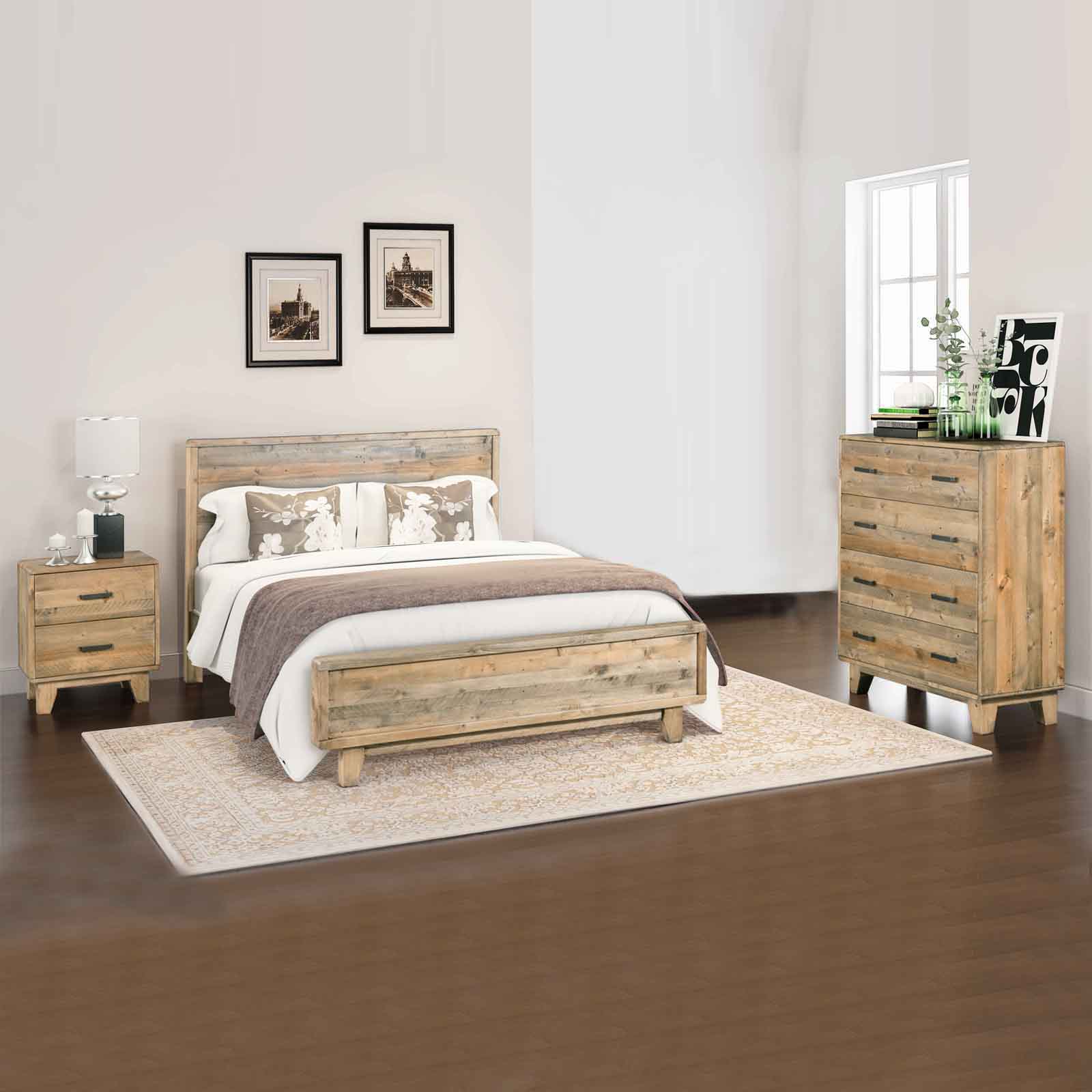 4 Piece Woodland Double Bedroom Suite Light Brown - Furniture > Bedroom - Bedzy Australia