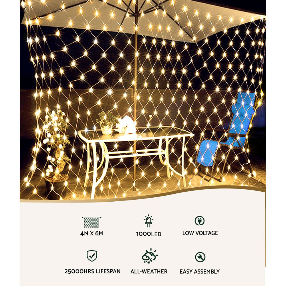 4mx6m Christmas Net Mesh Lights 1000LED String Fairy Party Wedding - Bedzy Australia
