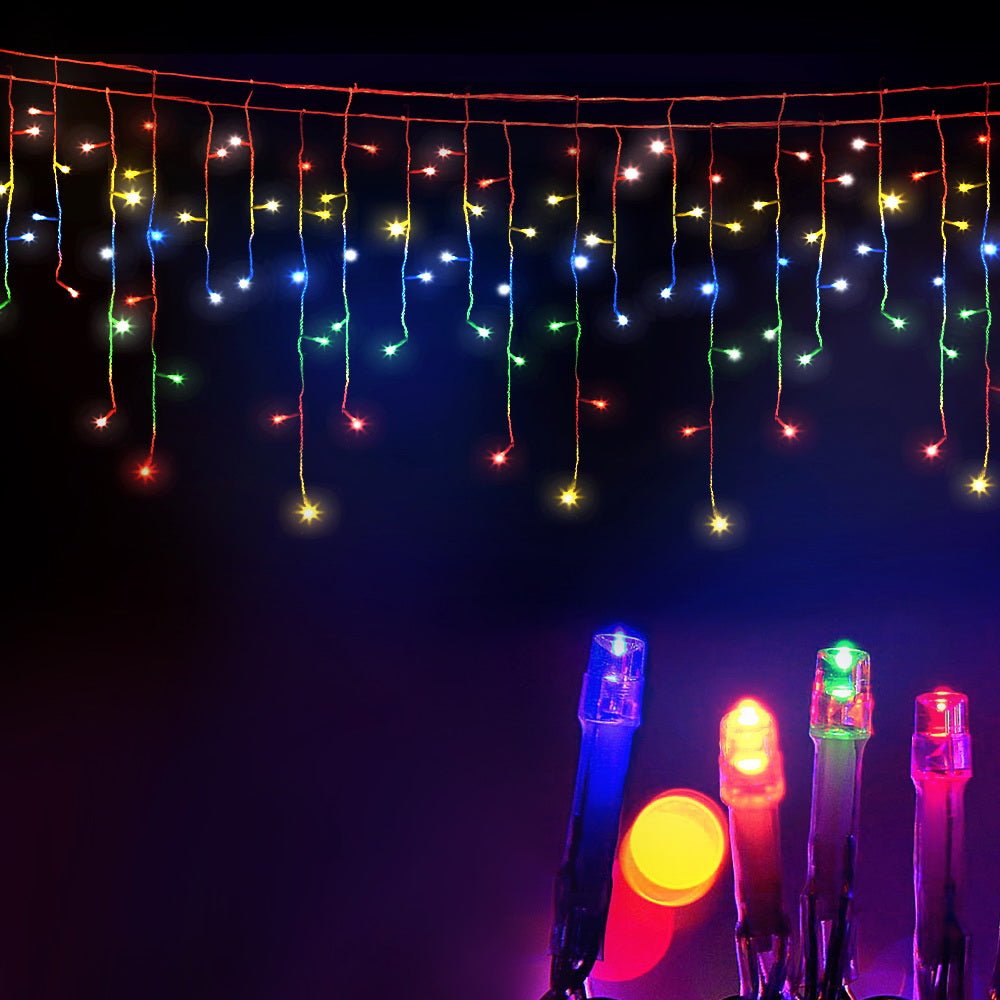 500 LED Solar Powered Christmas Icicle Lights 20M Outdoor Fairy String Party Multicolour - Bedzy Australia