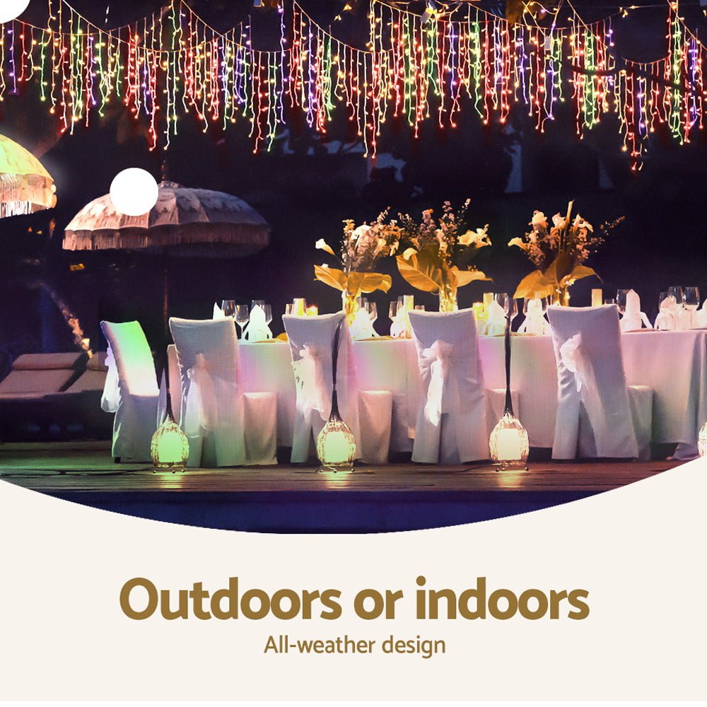 500 LED Solar Powered Christmas Icicle Lights 20M Outdoor Fairy String Party Multicolour - Bedzy Australia