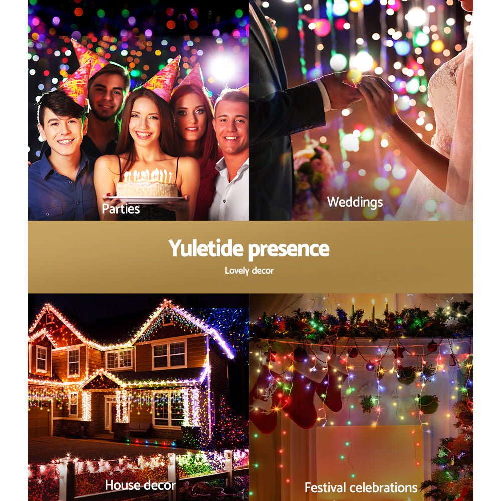 500 LED Solar Powered Christmas Icicle Lights 20M Outdoor Fairy String Party Multicolour - Bedzy Australia