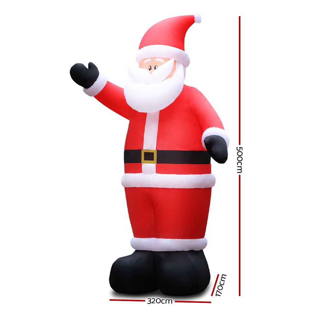 5M Christmas Inflatable Santa Decorations Outdoor Air-Power Light - Bedzy Australia