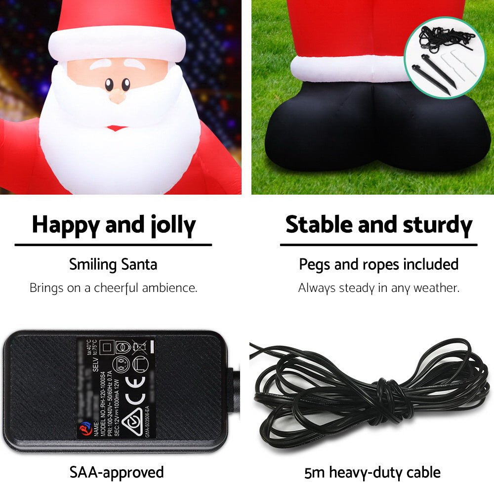 5M Christmas Inflatable Santa Decorations Outdoor Air-Power Light - Bedzy Australia