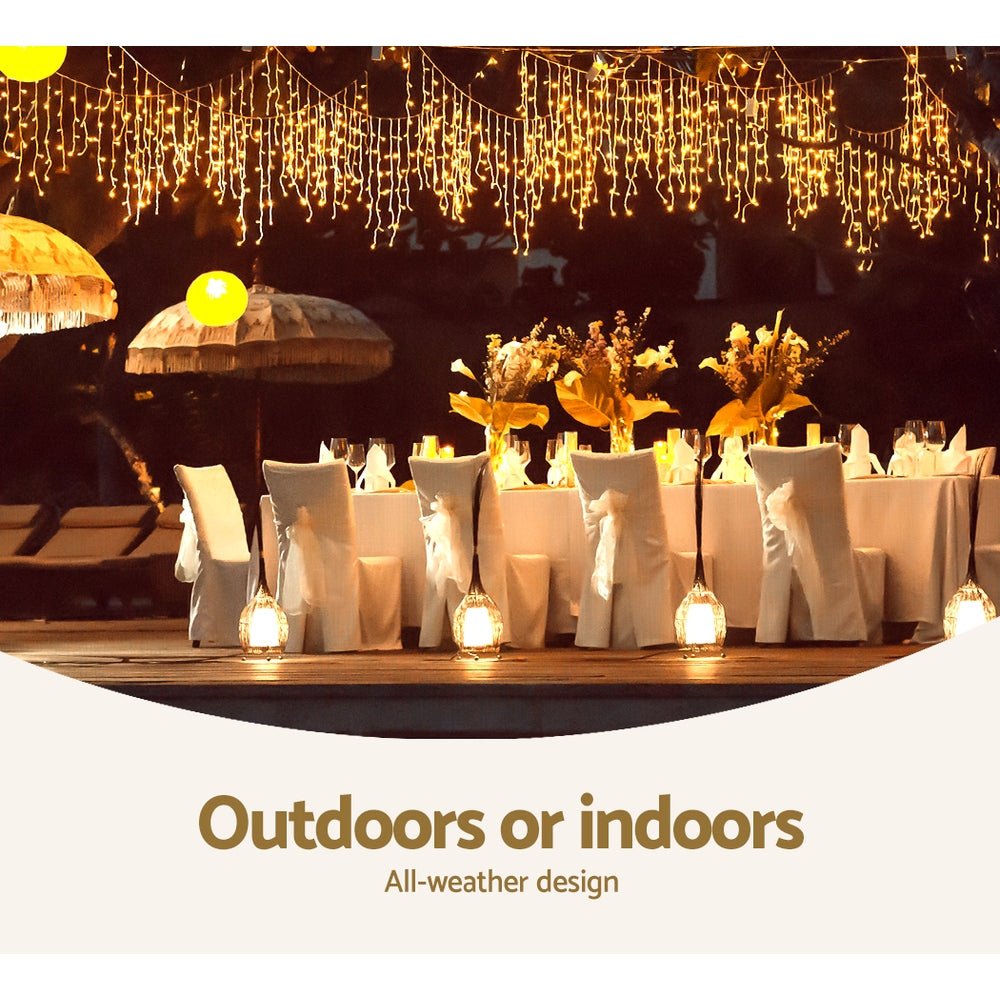 800 LED Christmas Icicle Lights Warm White - Bedzy Australia