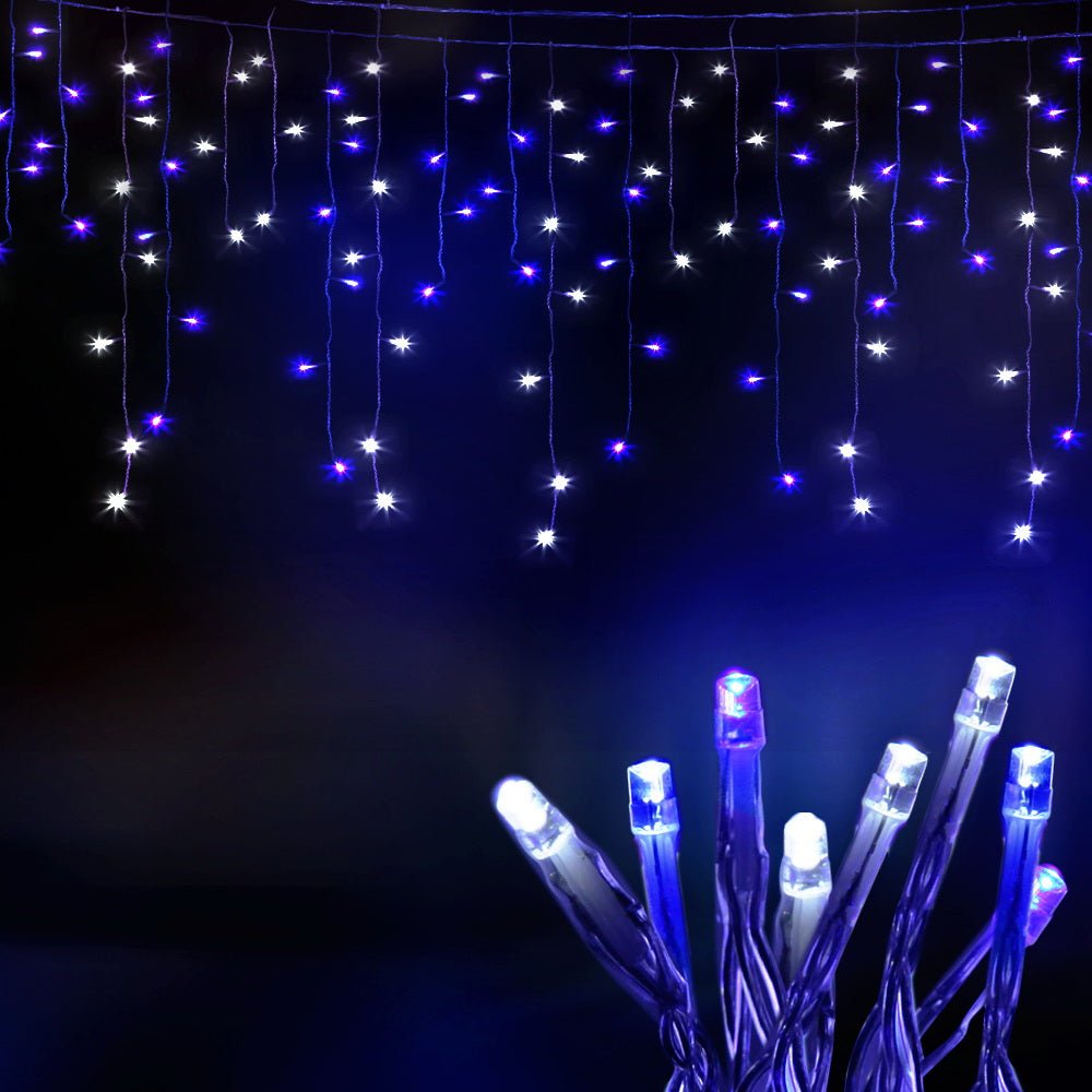 800 LED Christmas Icicle Lights White and Blue - Bedzy Australia