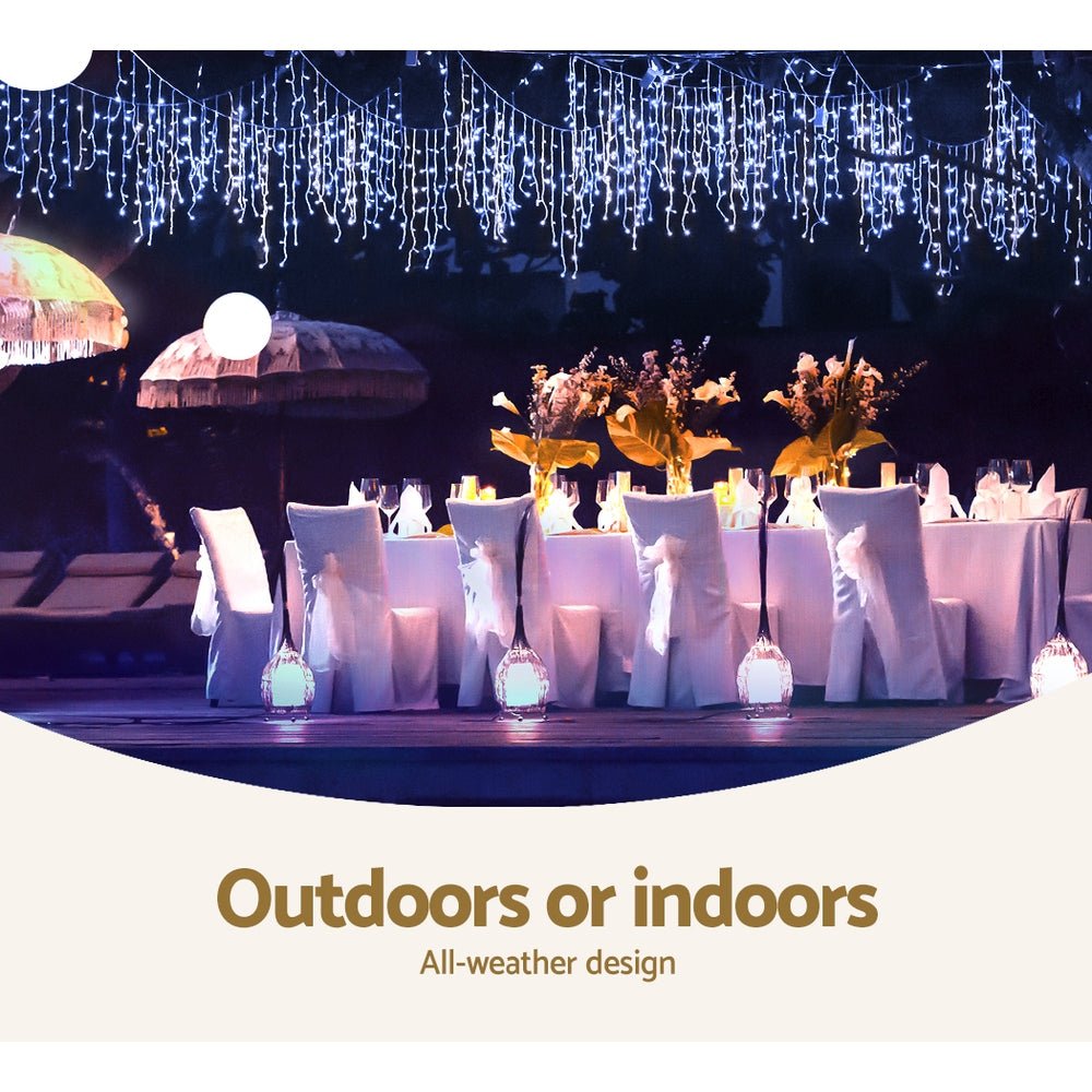 800 LED Christmas Icicle Lights White and Blue - Bedzy Australia