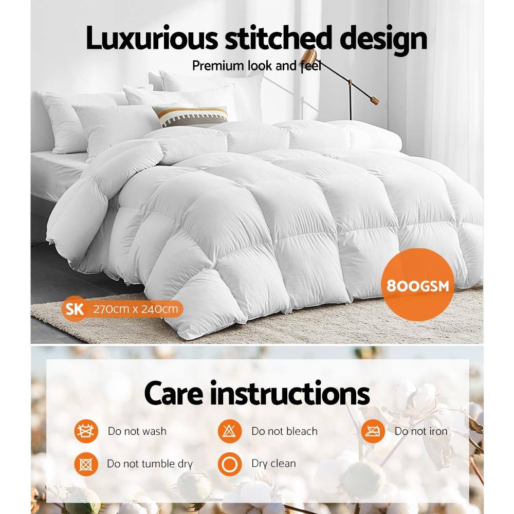 800GSM Goose Down Feather Quilt Cover Duvet Winter Doona White Super King - Bedzy Australia