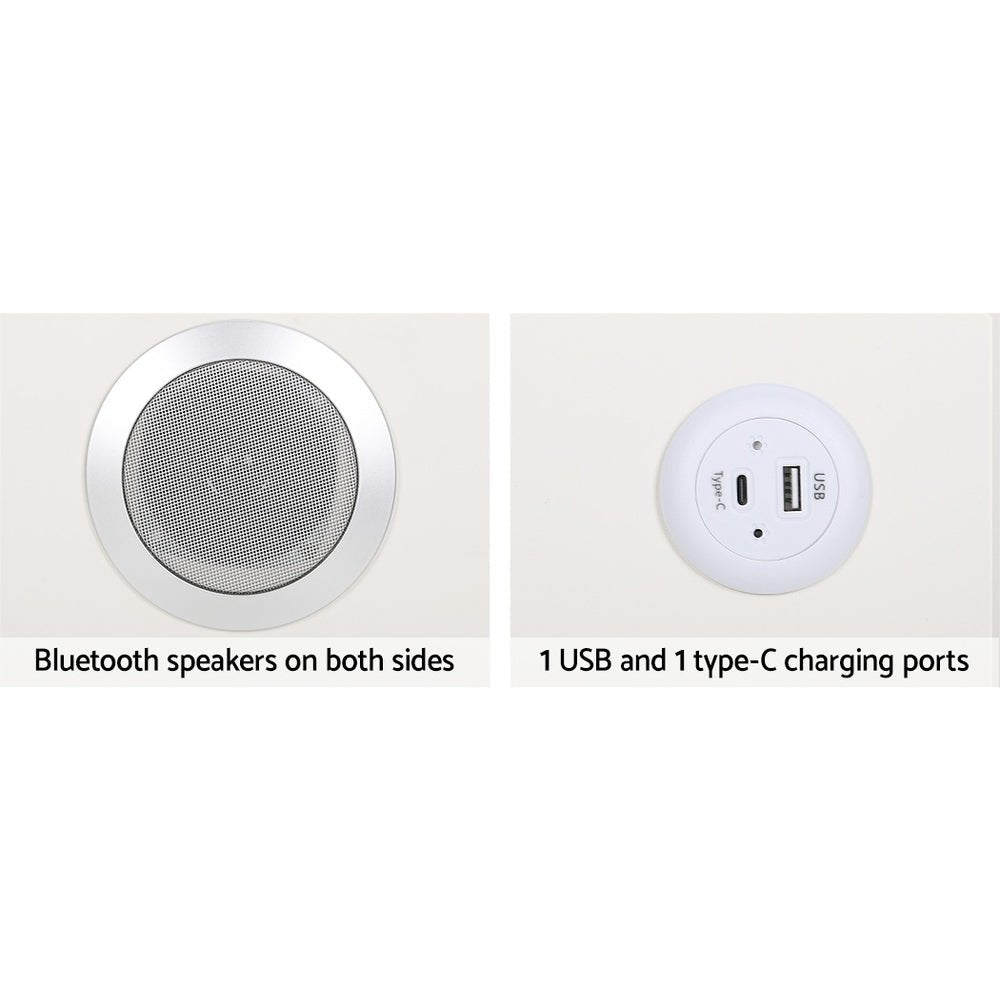 Smart Bedside Table 2 Drawers with Wireless Charging Ports LED Lights - Furniture > Bedroom - Bedzy Australia