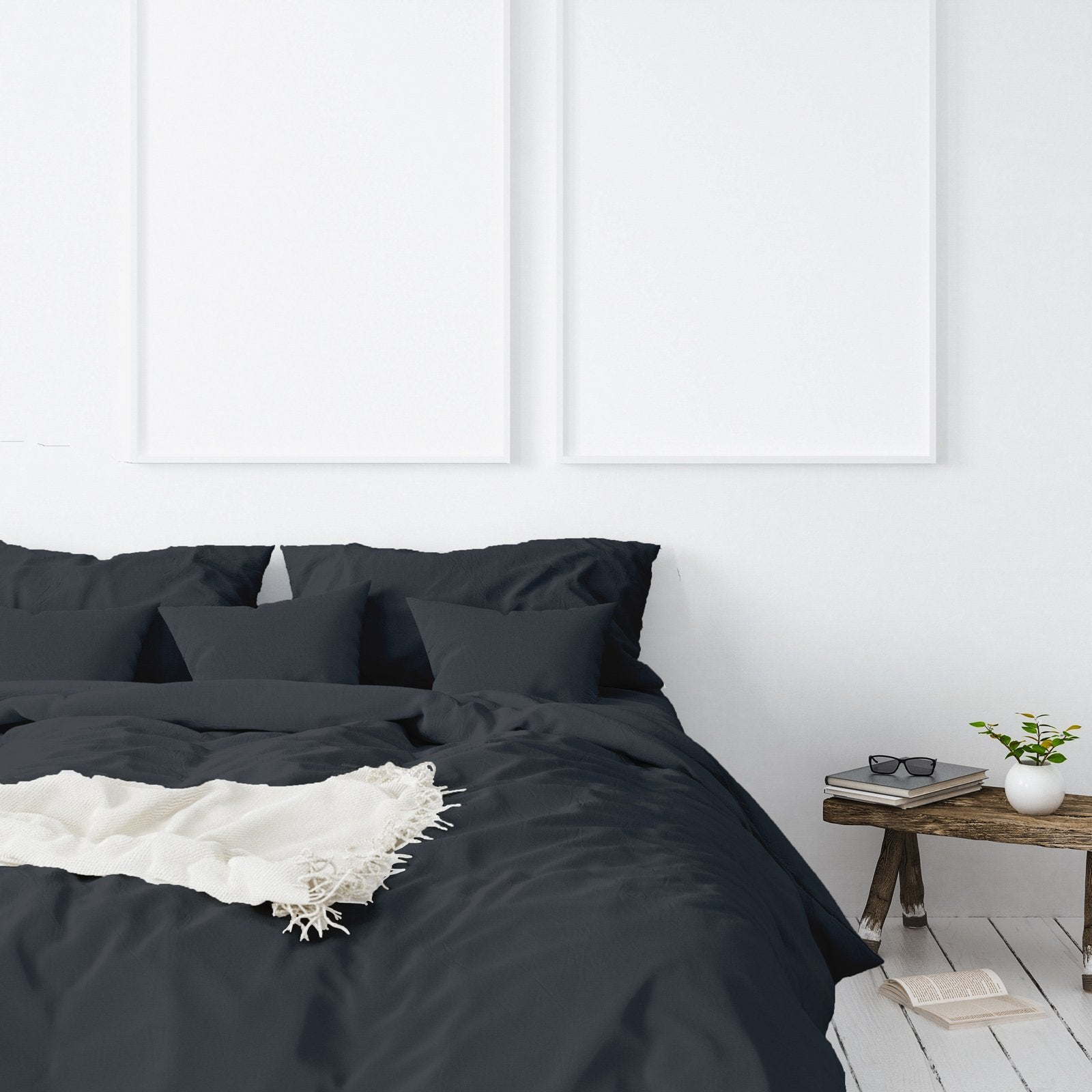 Balmain 1000 Thread Count Hotel Grade Bamboo Cotton Quilt Cover Pillowcases Set Queen Charcoal - Bedzy Australia