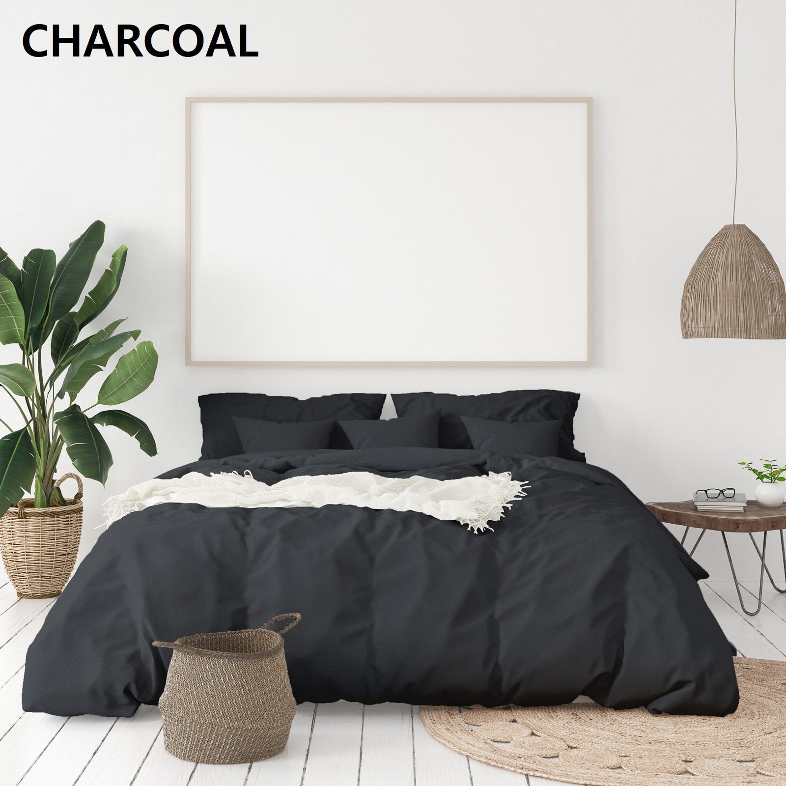 Balmain 1000 Thread Count Hotel Grade Bamboo Cotton Quilt Cover Pillowcases Set Queen Charcoal - Bedzy Australia