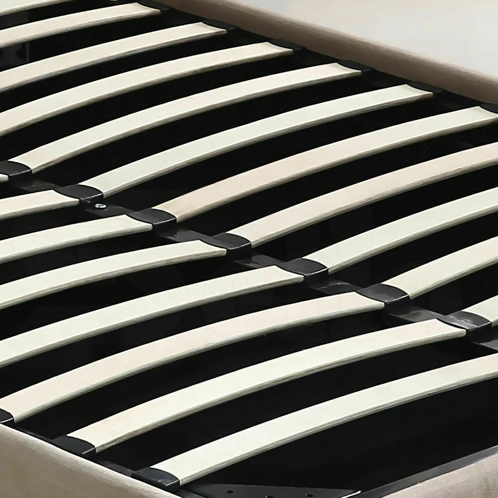 Bendigo Double Size Gas Lift Storage Bed Frame Beige - Bedzy Australia