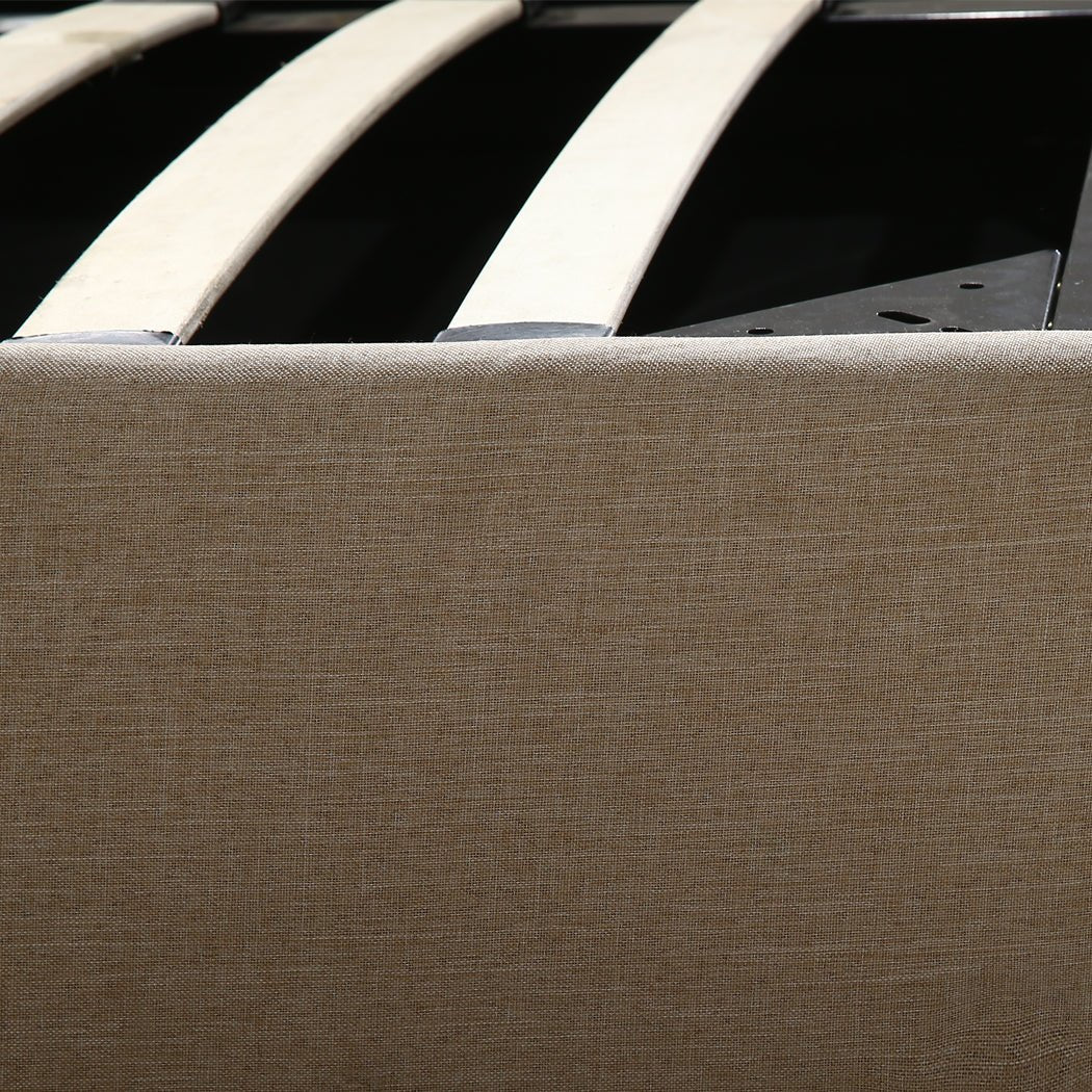 Bendigo Queen Size Gas Lift Storage Bed Frame Beige - Bedzy Australia