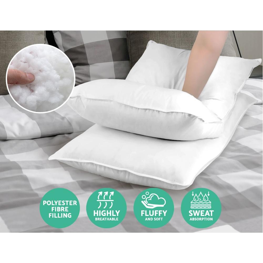 Bedding King Size 4 Pack Bed Pillow Medium*2 Firm*2 Microfibre Fiiling - Bedzy Australia