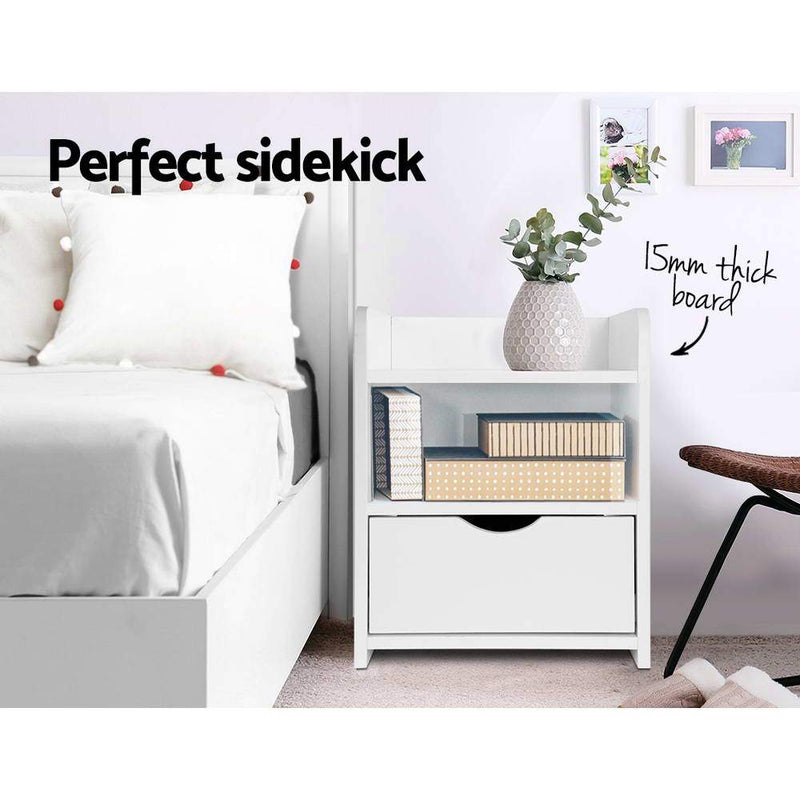Bedside Table Drawer - White - Bedzy Australia