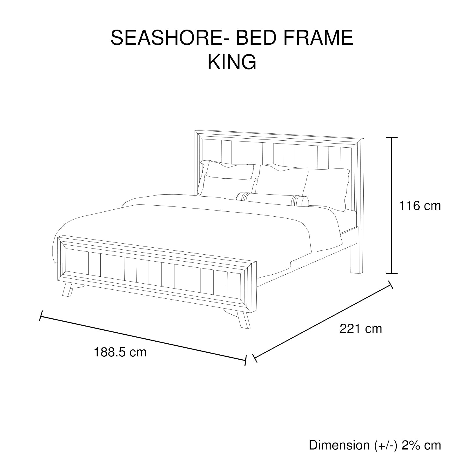 Bedzy Luxe Seashore King Size Bed Frame Acacia Wood Construction - Oak & Brushed Silver - Furniture > Bedroom - Bedzy Australia