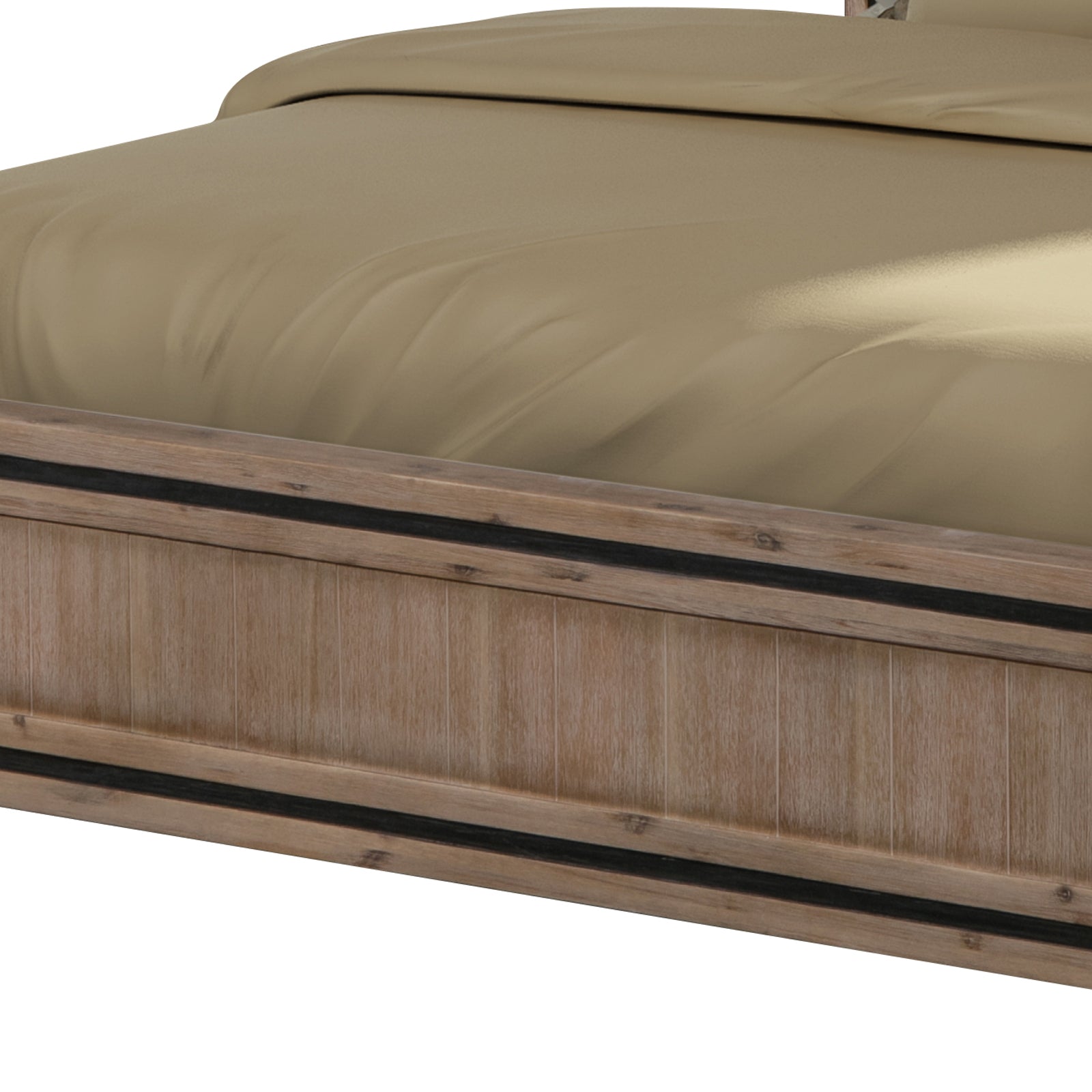 Bedzy Luxe Seashore King Size Bed Frame Acacia Wood Construction - Oak & Brushed Silver - Furniture > Bedroom - Bedzy Australia