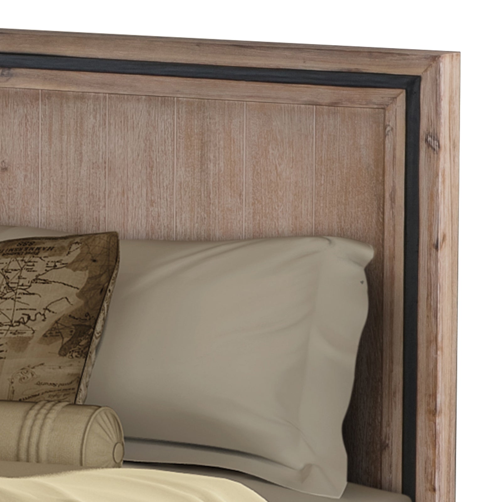 Bedzy Luxe Seashore King Size Bed Frame Acacia Wood Construction - Oak & Brushed Silver - Furniture > Bedroom - Bedzy Australia