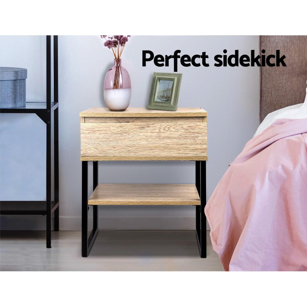 Chest Style Metal Bedside Table - Bedzy Australia