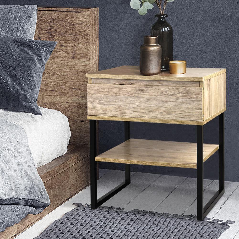 Chest Style Metal Bedside Table - Bedzy Australia