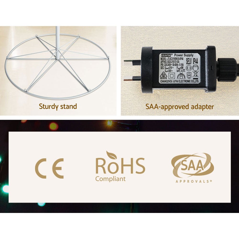 Christmas Tree 1.8M 320 LED Xmas Cold White Lights Optic Fibre - Bedzy Australia