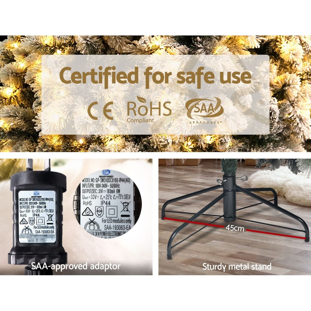 Christmas Tree 1.8M Xmas Tree with 350 LED Lights Snowy Tips - Bedzy Australia