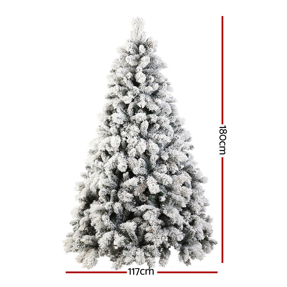 Christmas Tree 1.8M Xmas Tree with 350 LED Lights Snowy Tips - Bedzy Australia