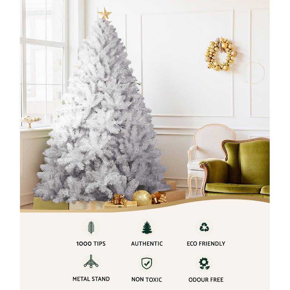 Christmas Tree 2.1M Xmas Trees Decorations White 1000 Tips - Bedzy Australia