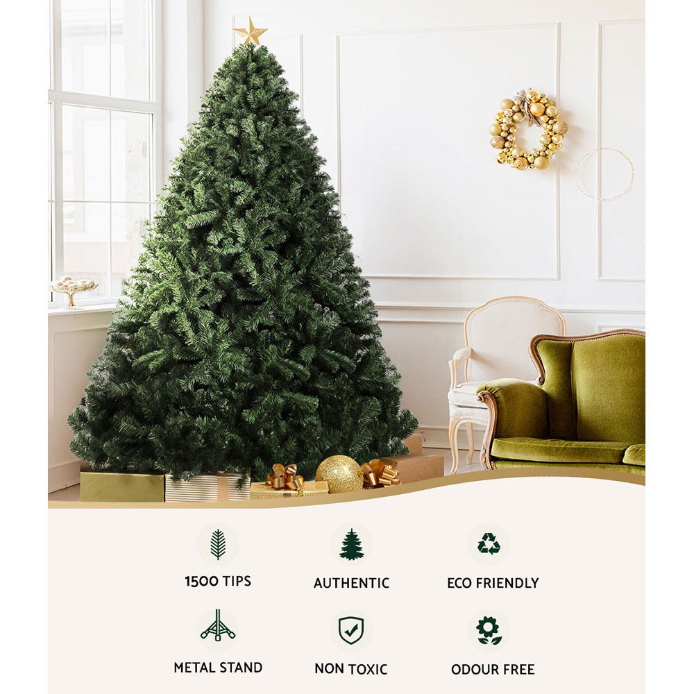 Christmas Tree 2.4M Xmas Trees Decorations Green 1500 Tips - Bedzy Australia