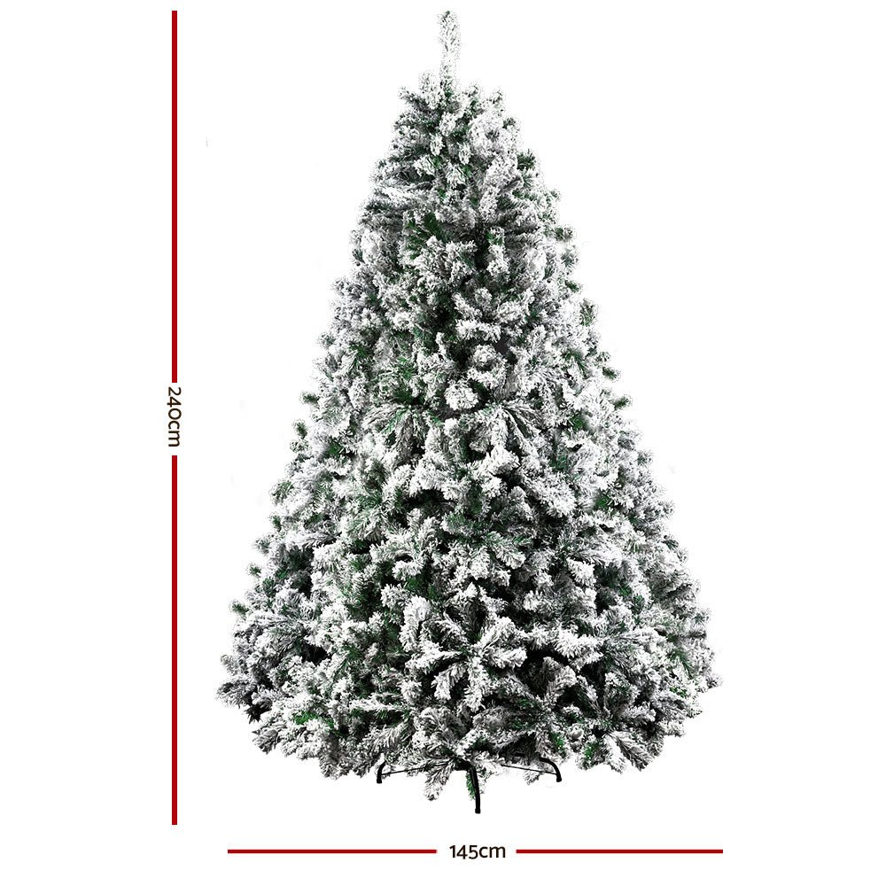 Christmas Tree 2.4M Xmas Trees Decorations Snowy 1500 Tips - Bedzy Australia