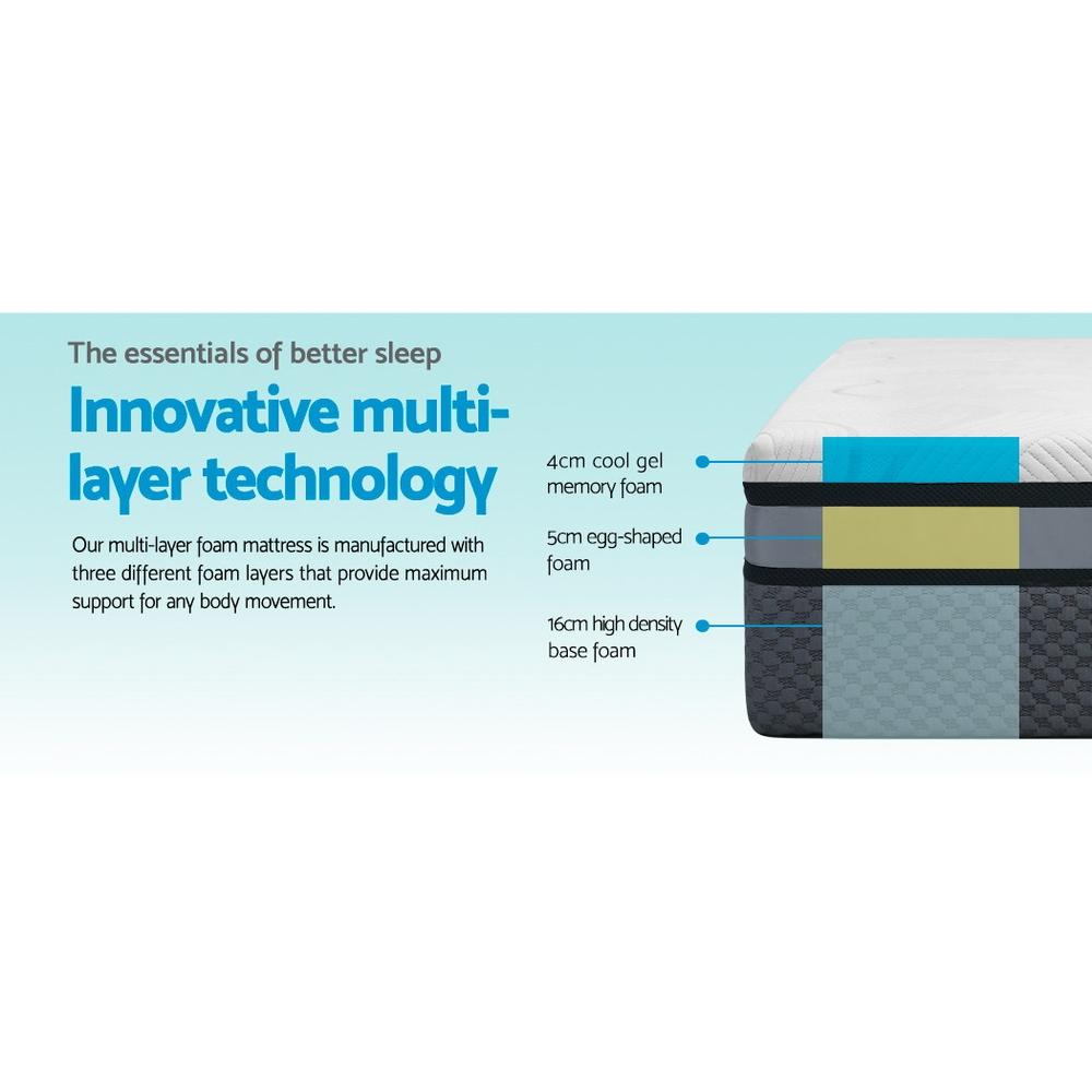 Cool Gel Memory Foam Mattress King Single Size - Bedzy Australia