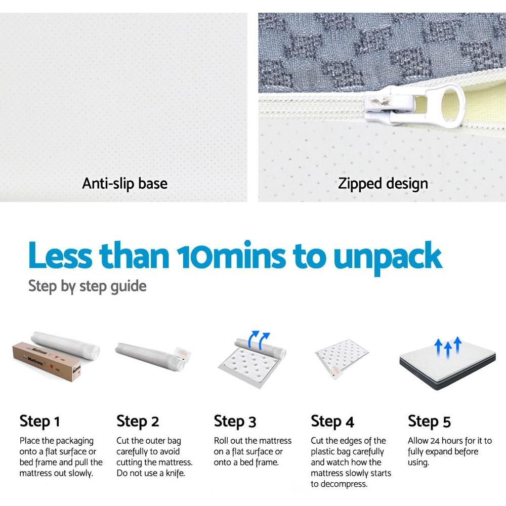 Cool Gel Memory Foam Mattress King Single Size - Bedzy Australia