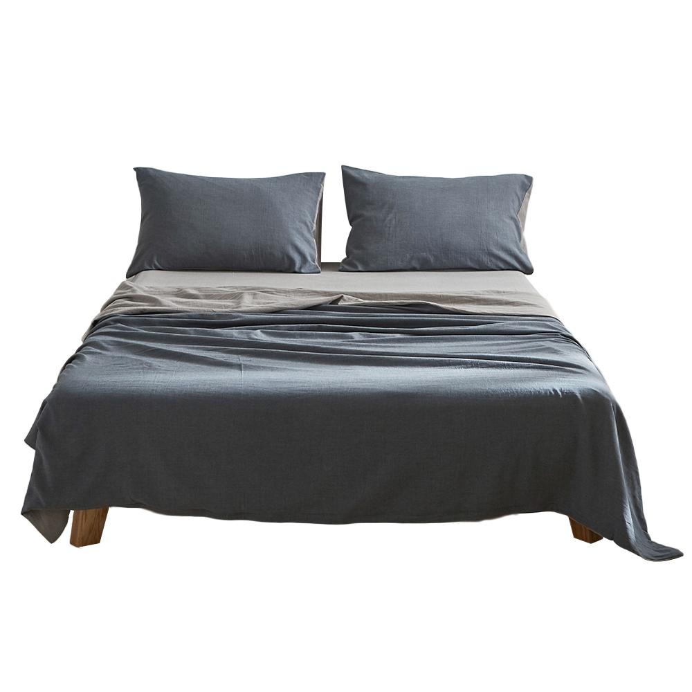 Deluxe Sheet Set Cotton Sheets Double Dark Blue Grey - Bedzy Australia