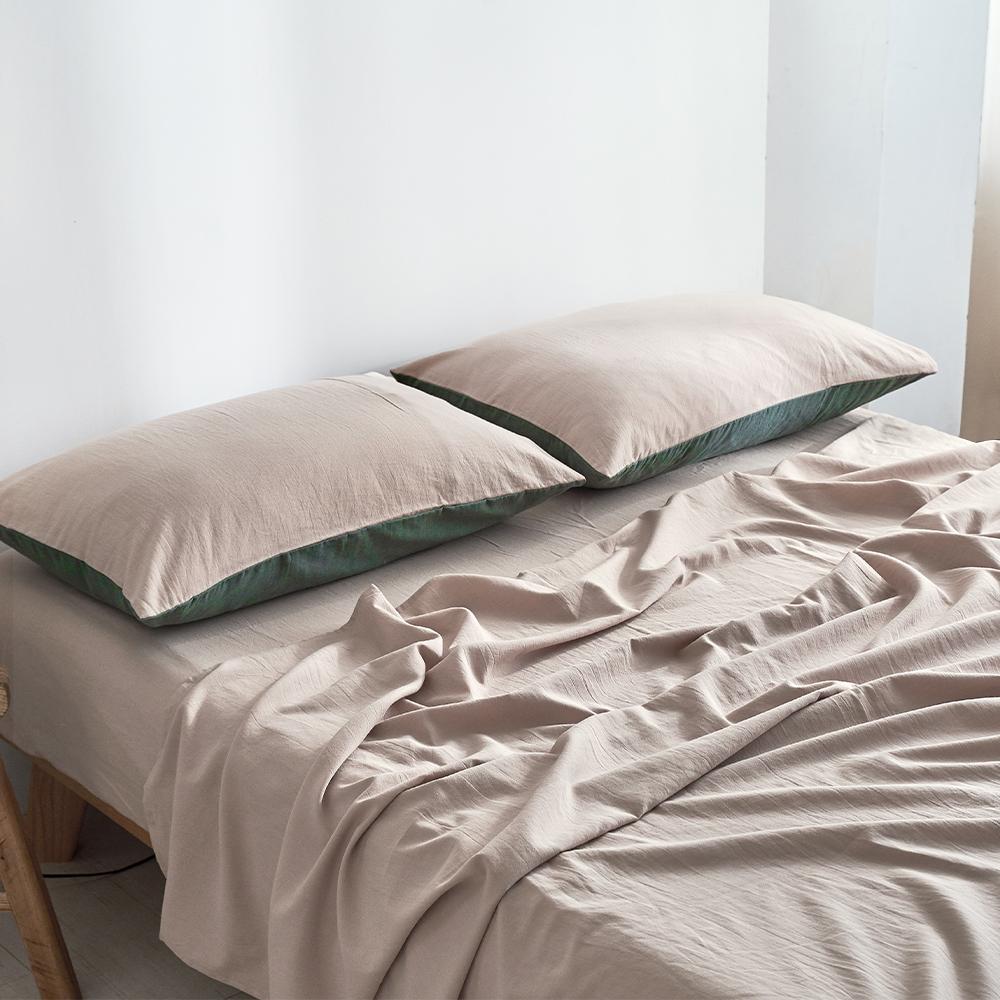 Deluxe Sheet Set Cotton Sheets Double Green Beige - Bedzy Australia